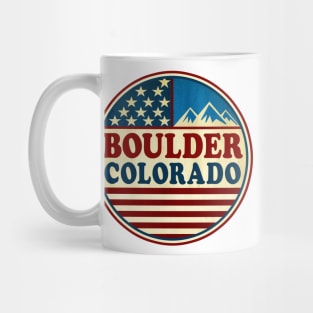 Boulder Colorado Mountains Red White And Blue Mug